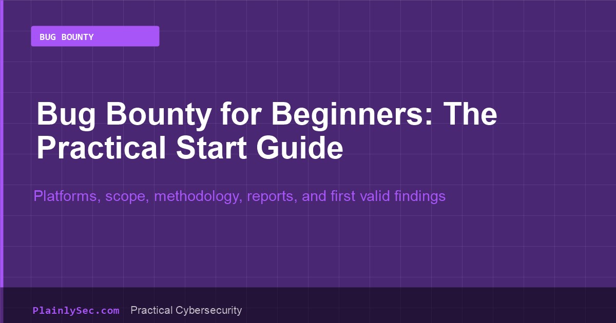 PlainlySec cover for a beginner bug bounty guide