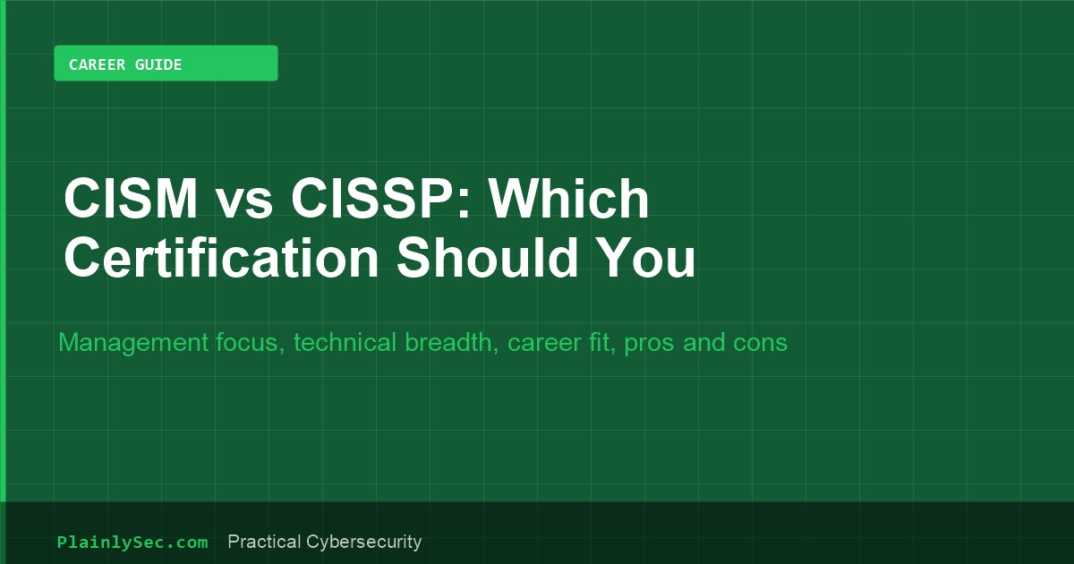 PlainlySec cover for CISM vs CISSP certification comparison