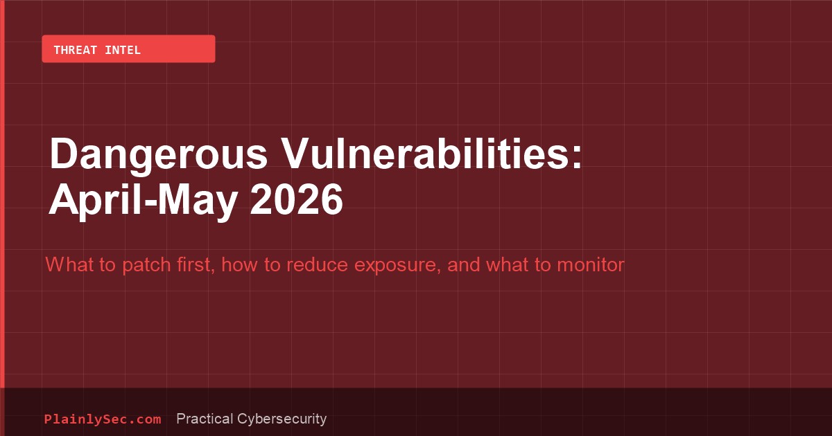 PlainlySec cover for dangerous vulnerabilities in April and May 2026