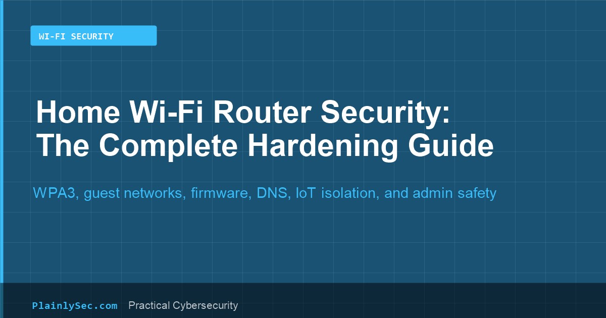 PlainlySec cover for home Wi-Fi router security hardening guide