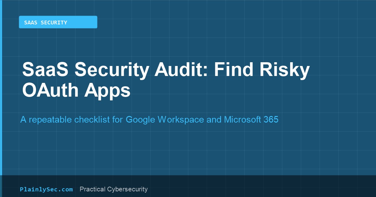 PlainlySec cover for SaaS security and OAuth application audit guide